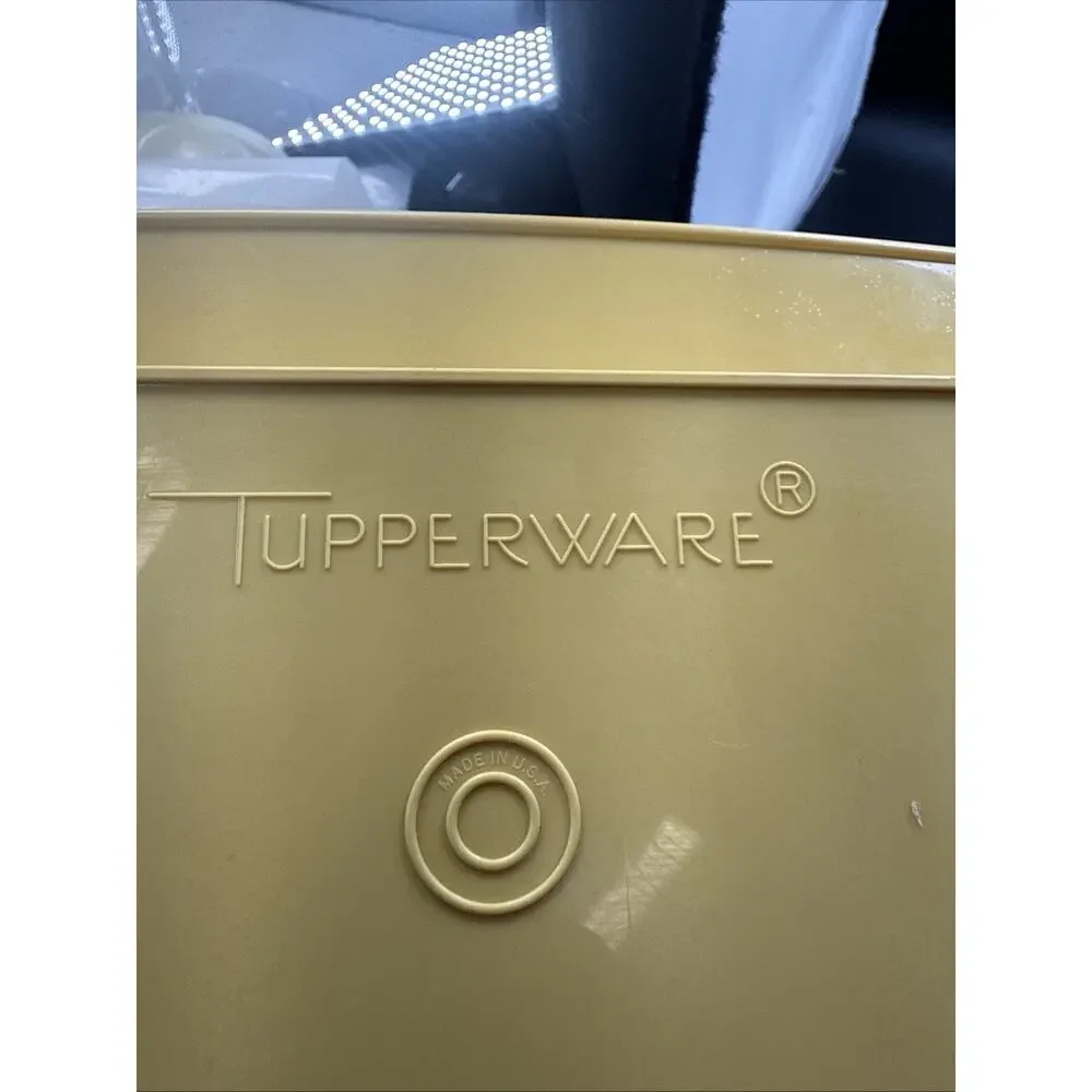 Vintage Tupperware Deviled Egg Keeper Carrier Tray Container Harvest Gold 723